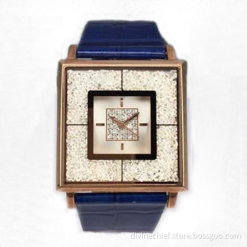 Custom Genuine Leather Lady Watch Stainless Steel Case Wrist Watch